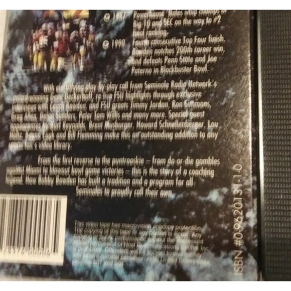 Vintage VHS Bobby Bowden Building A Tradition 15 Years Of Florida State Universi - Picture 2 of 4